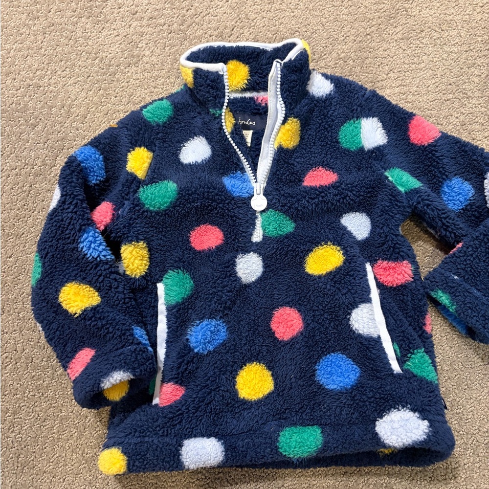 Joules Navy Fleece with Colorful Dots - size 5